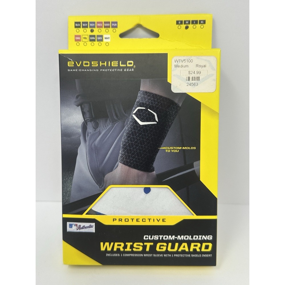 NEW!! EvoShield MLB Sz M Protective Wrist Guard Royal Blue Geometric Print S7